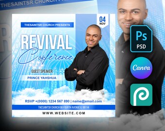 Editable Church Flyer Template for Photoshop, Canva, and PhotoPea - Customize with Your Own Text and Images - Perfect for Religious Events