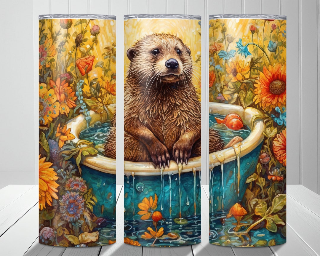 Cute Baby Otter in the Bathtub 20oz Skinny Tumbler Sublimation Etsy