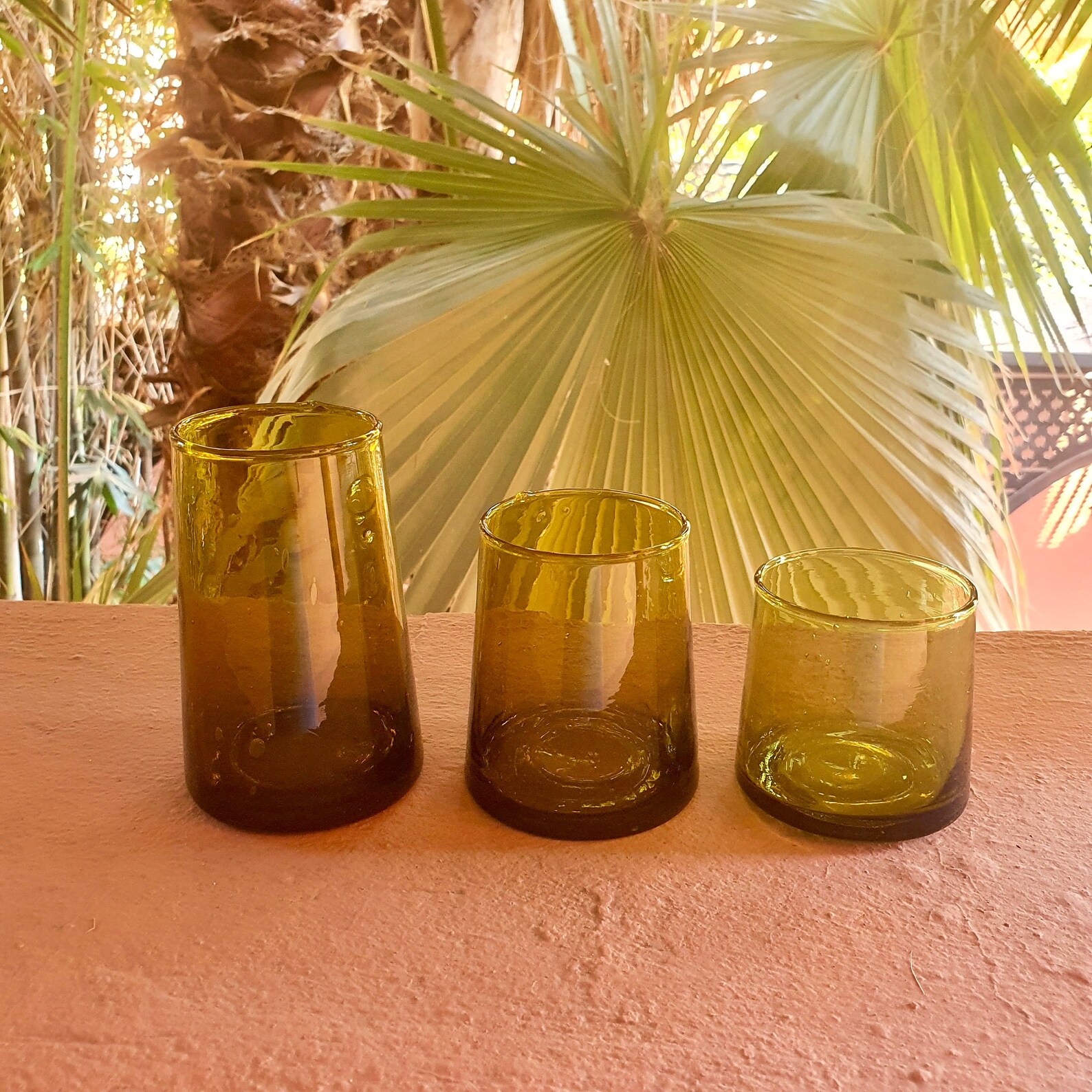 Lot De 3 Verres En Céramique Du Maroc - Motif à Pois - Fait Main à La Main - Neufs