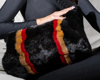 Large Mink Fur Envelope Bag – Luxury Hair-Fur Statement Clutch