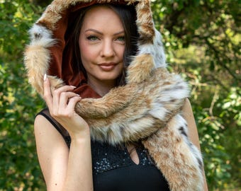 Hood Scarf Lynx Fur