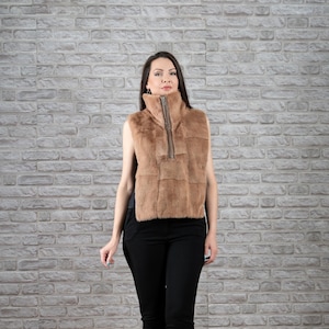 Beige Mink Fur Vest - Jacket