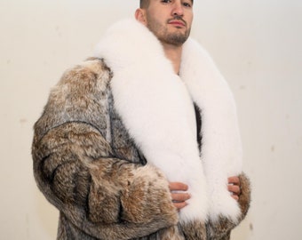 Reversible Red Fox Minky Faux Fur Short Jacket With Black