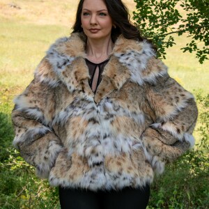 Lynx Fur Jacket Horizontal with Hood