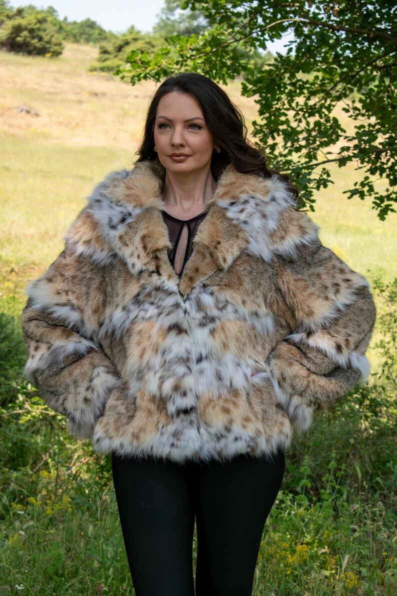 Lynx Fur Jacket Horizontal with Hood