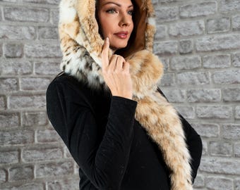 Hood Scarf Lynx Fur - Etsy