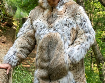 Lynx Doubleface Fur Jacket With Hood and 2 Zippers – Stylish