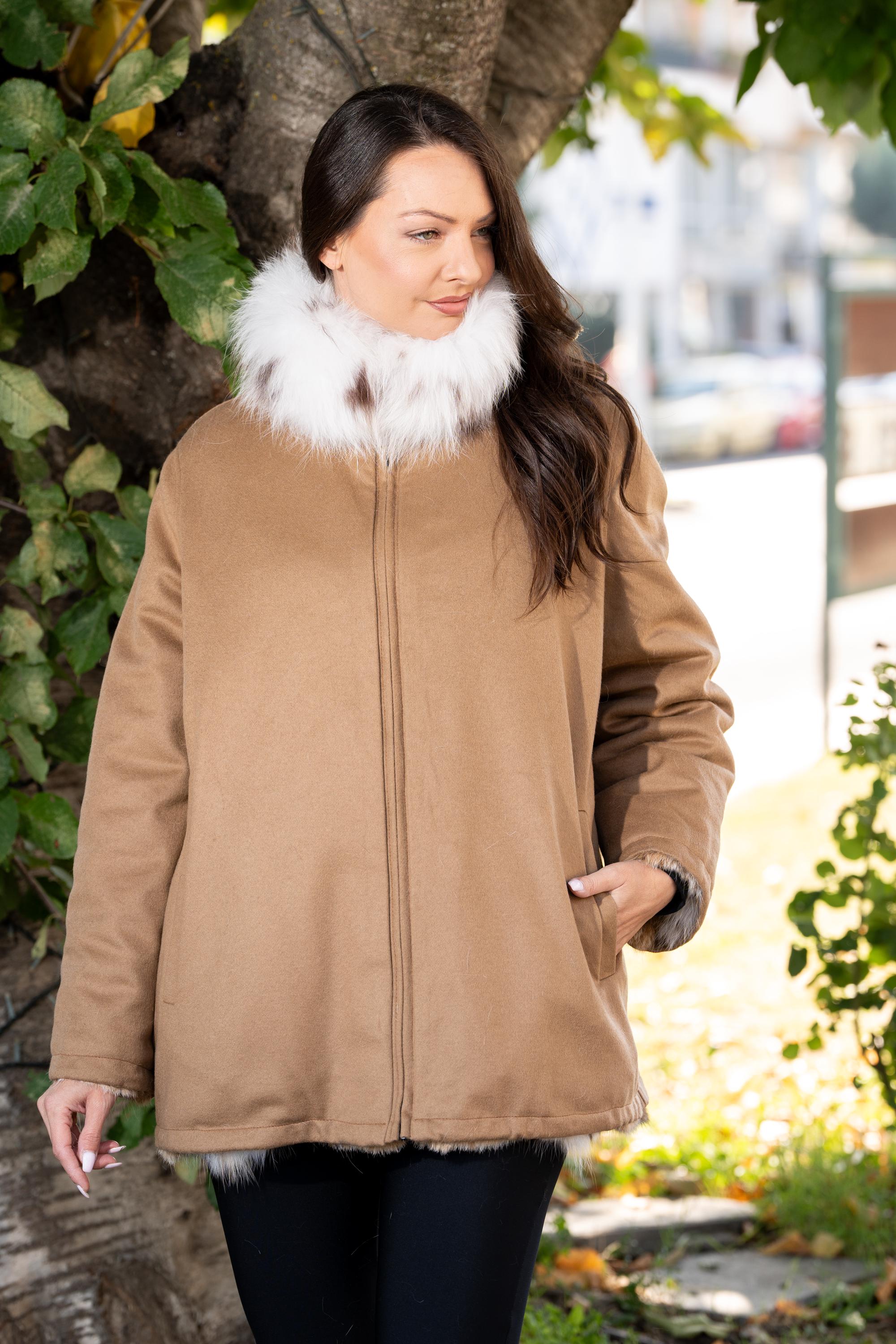 Lynx Fur Double Face Jacket – Waterproof With Zipper & White