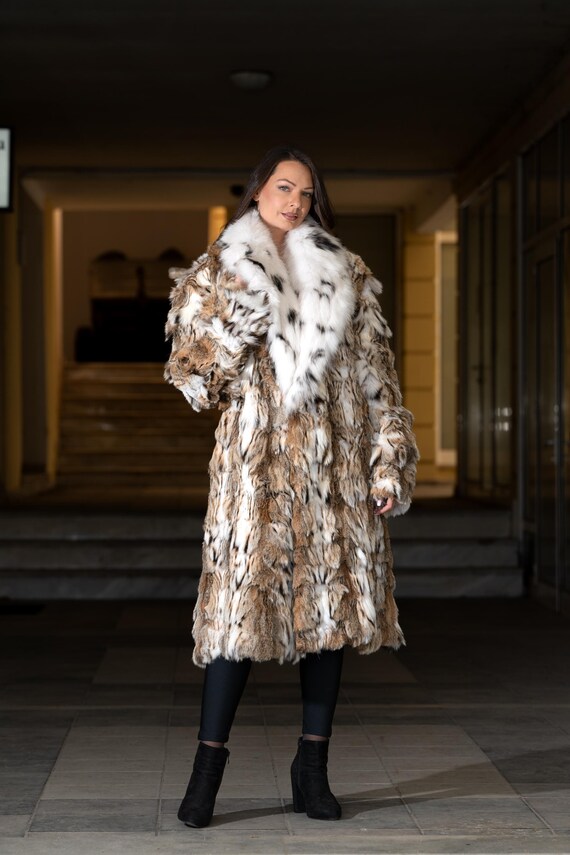 Natural Lynx Fur Headpiece With White Collar and Black Beli  display picture 1