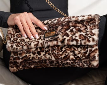 Small Mink Fur Envelope Bag – Handmade Luxury Clutch for Women