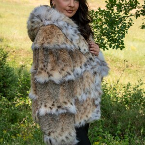 Lynx Fur Jacket Horizontal with Hood