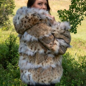 Lynx Fur Jacket Horizontal with Hood