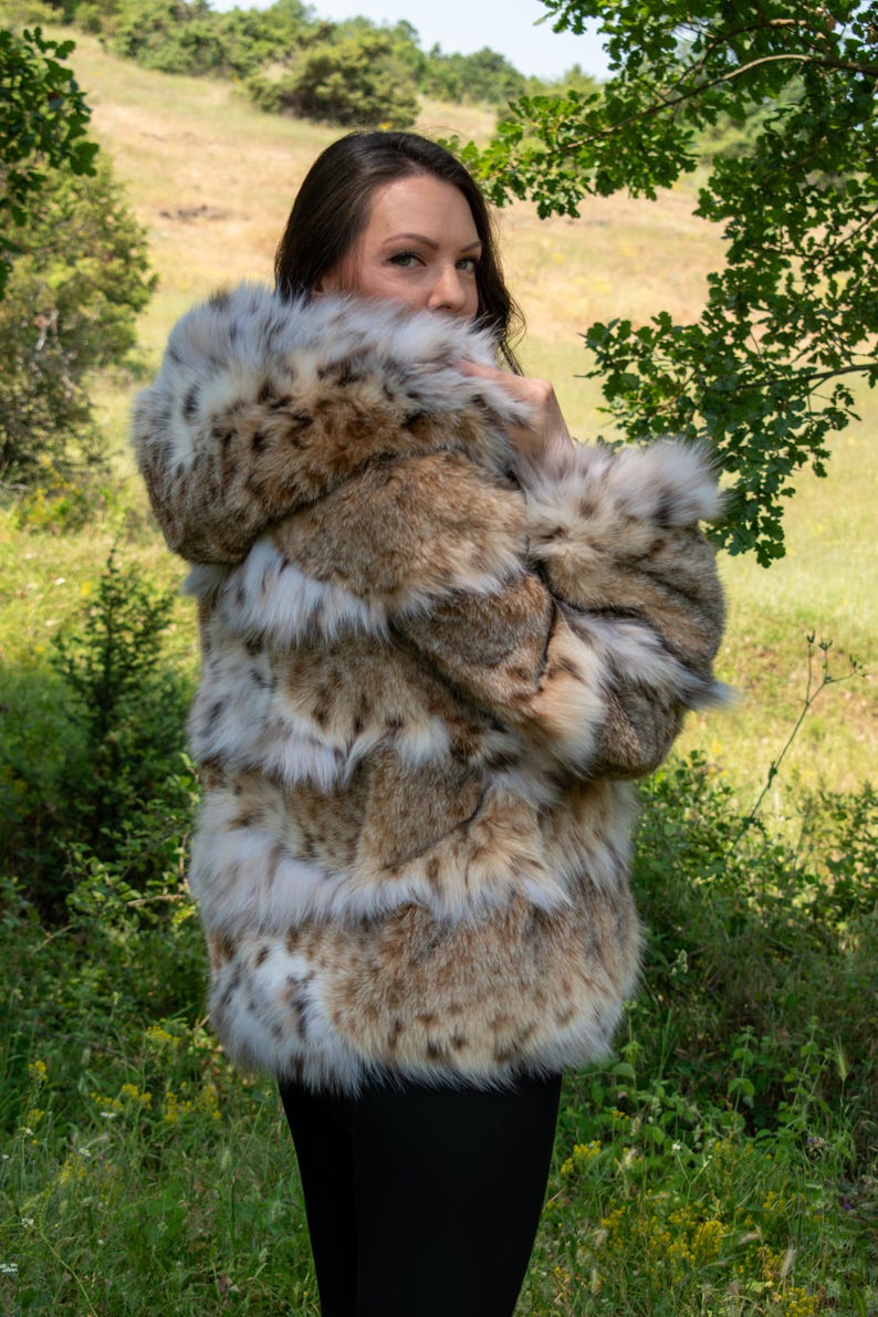 Lynx Fur Jacket Horizontal with Hood