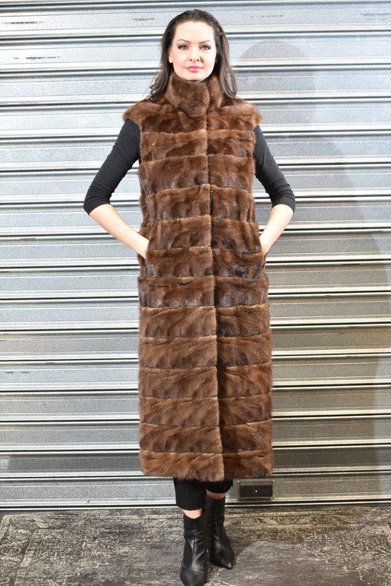 Brown Mink Fur Long Vest - Etsy