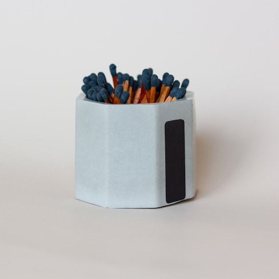 Cement Match Holder with Striker and Matches Included, Hand-Poured and Hand-Made