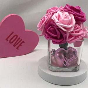 Valentines Roses | Pink Roses | Square Glass Vase
