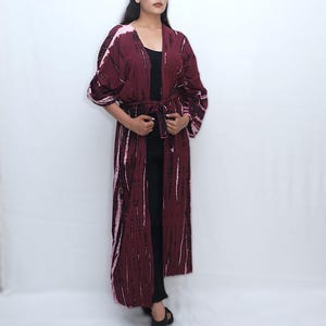 Unique Tie Dye Maroon Kimono Bathrobe - Boho Tie Dye Beach Cover Up and Festival Fashion Ready