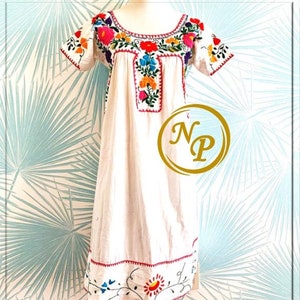 White Embroidered Rayon BOHO Dress, Vintage Dress, Pool Party Dress, Vacations Women Dress, Embroidered Dress, Cruise, Valentines Gift