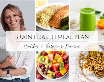 Gesunde Gehirndiät | MIND & Dash Diet Meal Plan PDF | 7-Tage-Speiseplan zur bewussten Unterstützung des Gehirns | Natriumarm, milchfrei