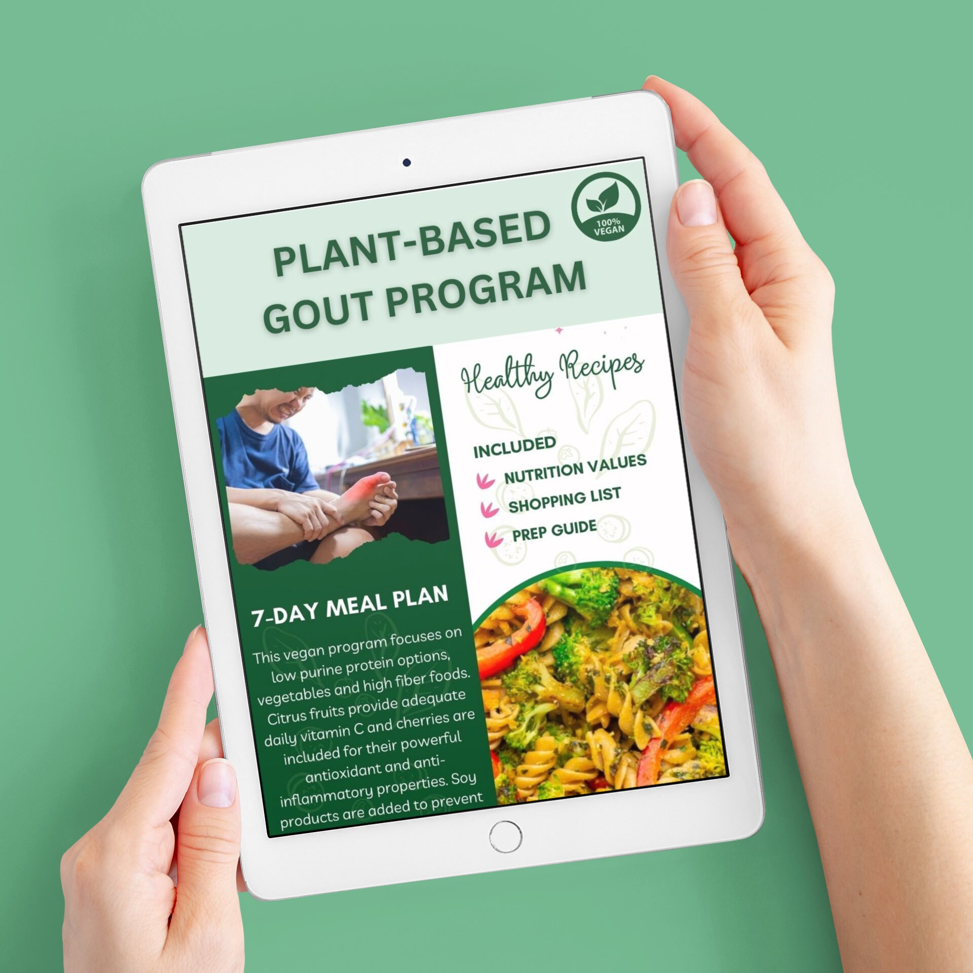 Vegan Diet for Gout Weekly Meal Plan Printable Gout Diet Plan PDF