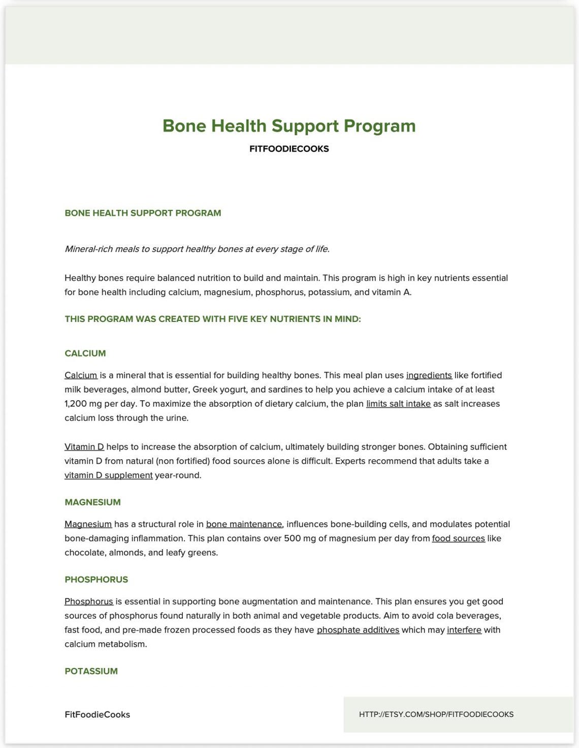 Osteoporosis Diet Plan | 7-day Meal Plan Printable PDF | Bone Health ...