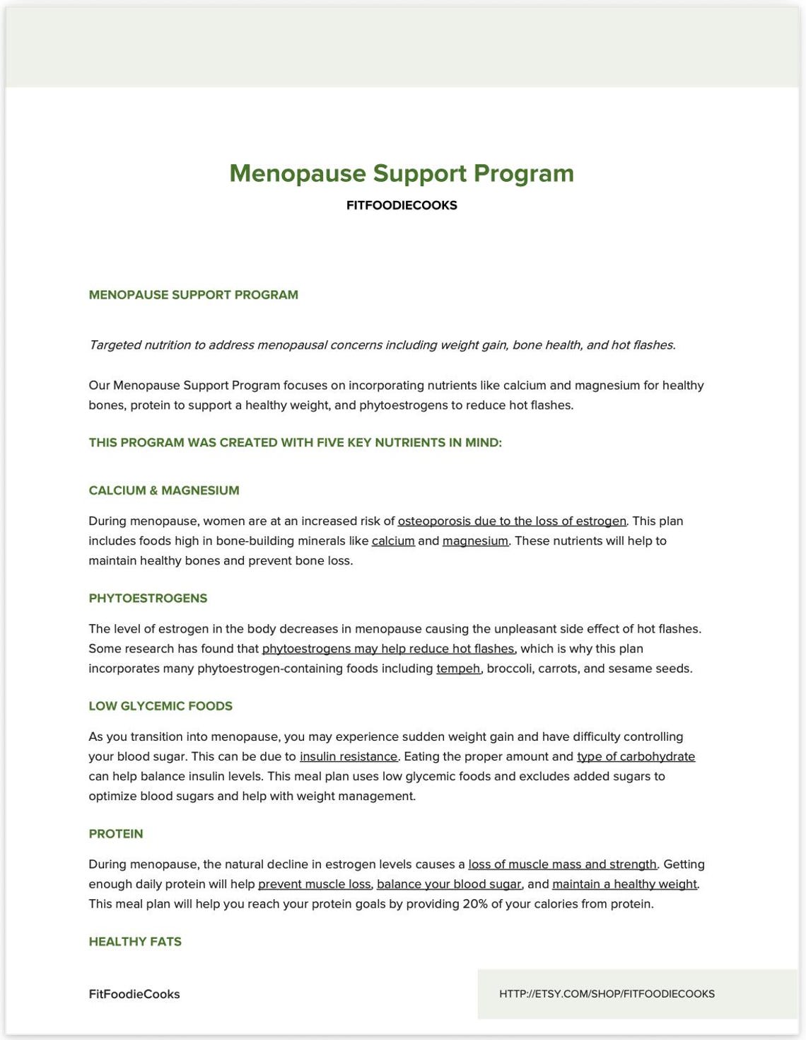 Menopause Diet Plan PDF | Weekly Printable Meal Plan for Hormone ...