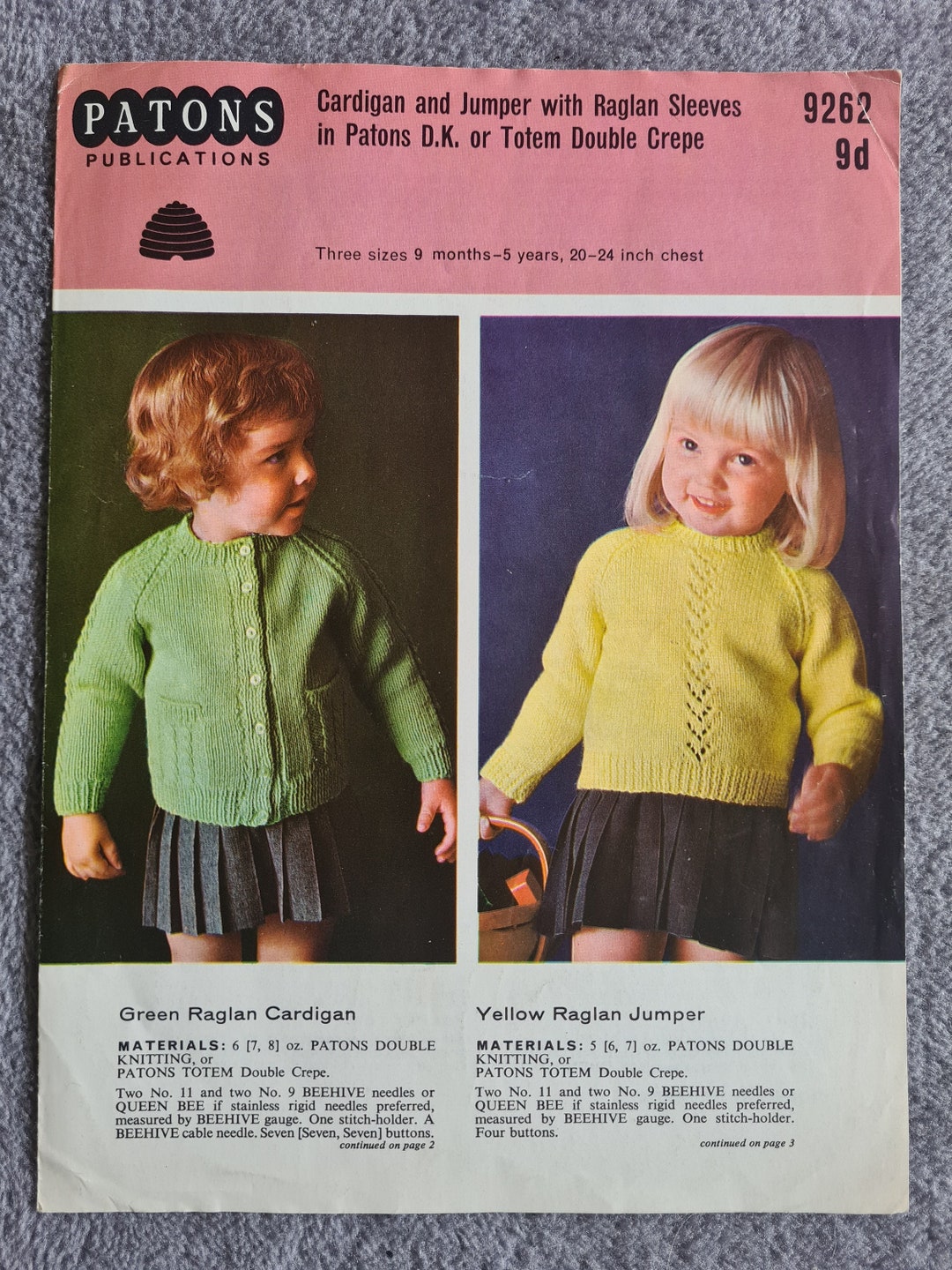 Patons DK Knitting Pattern No. 9262 to Fit Size 20 24 Age 9 Months 5