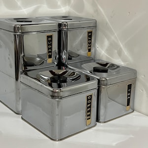 Vintage verchroomde 4-delige busset van Lincoln Beautyware, jaren 60 retro