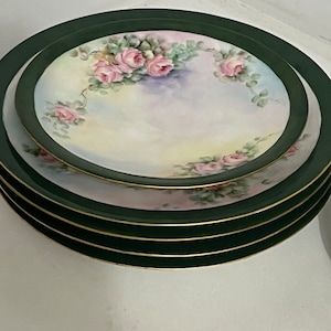 Conjunto de pratos de porcelana fina T&V Limoges França antigo