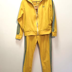 Vintage Adidas | Yellow with Blue Stripes 70’s Tracksuit