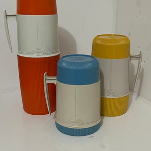 Set of 3 Vintage Thermos in 3 Sizes and Colors