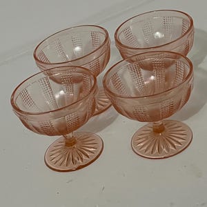Set of Pink Depression Glass Sorbet or Berry Bowls
