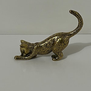 Vintage 1986 Brass Cat Figurine TFM Franklin Mint