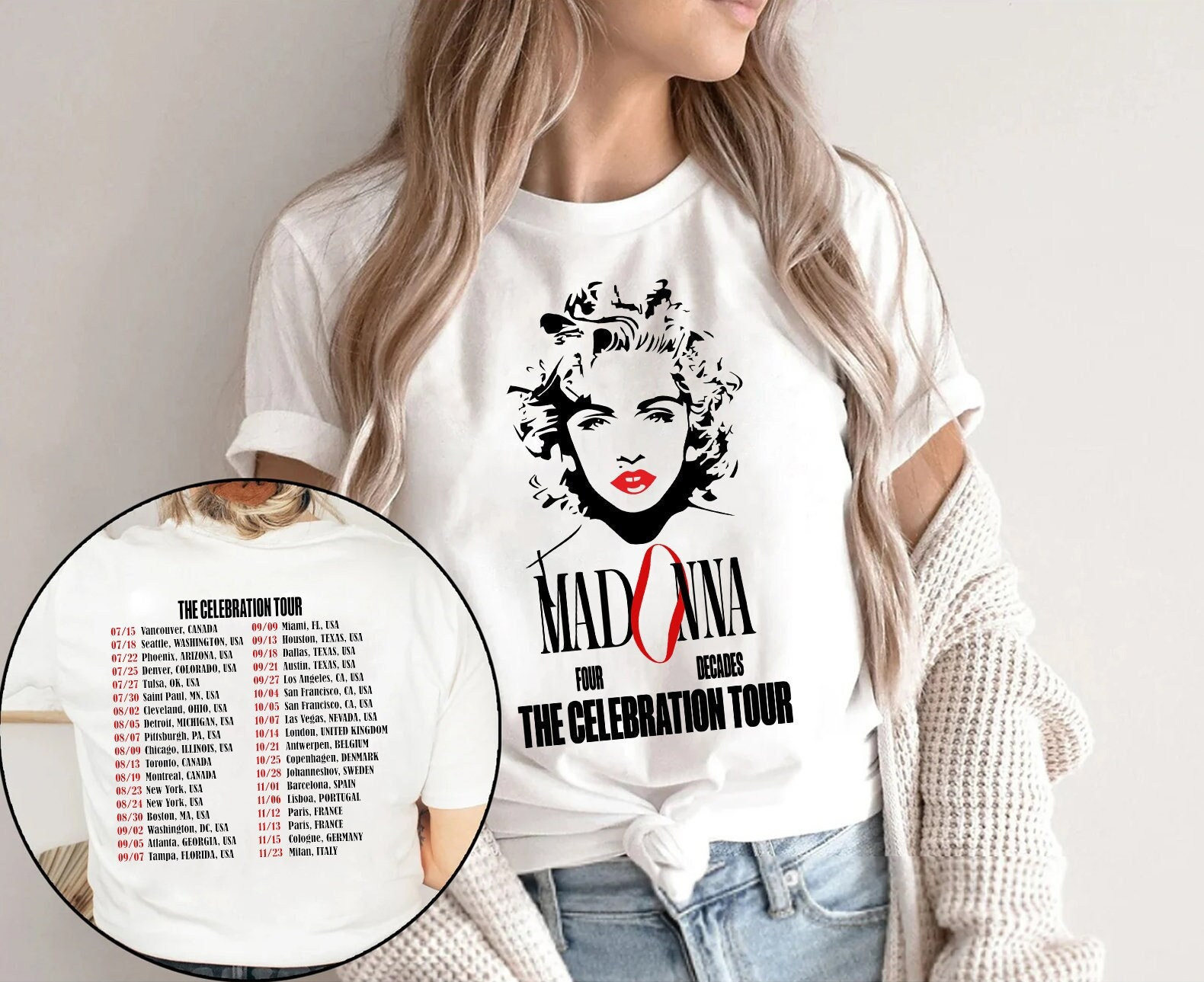 Discover Madonna The Celebration Tour 2023 zweiseitiges T-Shirt