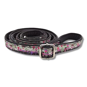 Dog leash, leash infinitely adjustable, 20mm wide, very light, for small dogs, various lengths, black, pink, &quot;Devils Cake I&quot;