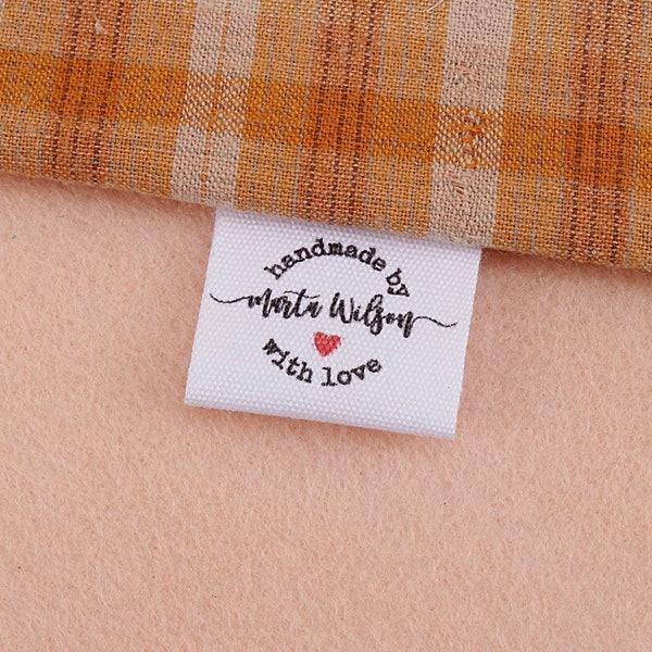 Custom Name Sewing Machine Design Fabric Clothing Labels Product Tags Handmade Items Personalise 25*60mm Sewing Handsewn