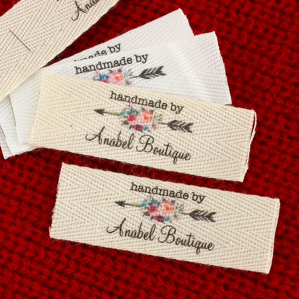 Étiquettes pliantes en coton biologique blanc 20*60mm - Étiquettes de vêtements personnalisées pour articles faits à la main, pliées