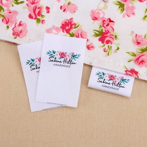 Trial Set of Fold Over Labels Custom Clothing Labels for Handmade Items,  Sewing Labels on 100% Cotton, Folded 