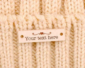 Custom Leather tags for knits and crochet, leather labels for knitted hats, tag for DIY leather maker ,labels for clothing, tags for