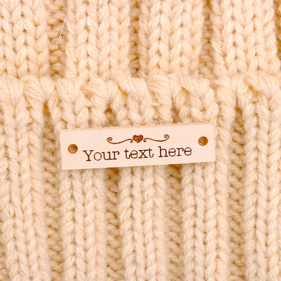 Custom Leather tags for knits and crochet, leather labels for knitted hats, tag for DIY leather maker ,labels for clothing, tags for