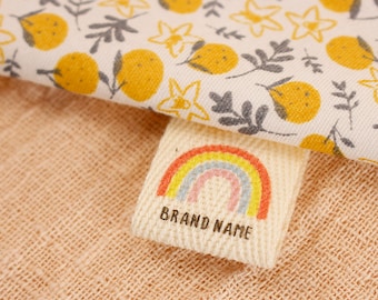 20*60 mm Twill Folding Labels, Logo Labels, Sew Accessori, Ribbon Label, Custom Fabric Label, Labels for Clothes, Rainbow Tags