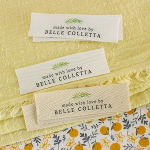 Etichette in nastro twill di cotone organico da 20 * 70 mm personalizzate con il tuo testo o logo