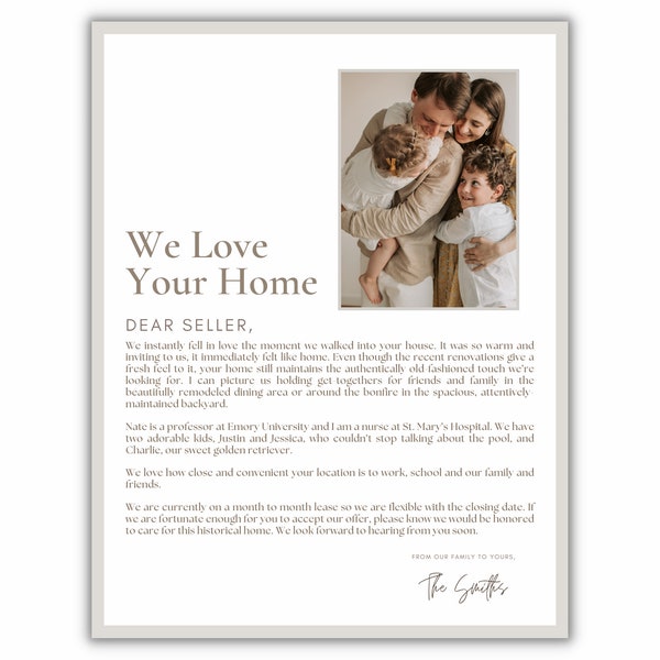 Home Love Letter to Seller Template, Home Buyer Flyer, Realtor Marketing, Real Estate Offer Letter To Seller