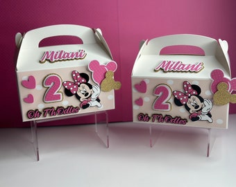 Minnie Maus Giebel Box, 3D Minnie Gable Boxen, Minnie Maus Gastgeschenke, Minnie Maus Goodie Bags, Geburtstag Party Dekor, Gastgeschenke