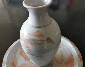Stoneware Jackson Pottery Vase & Large Platter