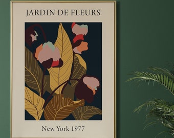 Jardin de Fleurs - New York 1977 Wall Art Abstract Boho Art Print, Living Room Print, Art Print Set, Terracotta Wall Decor Art Print Set