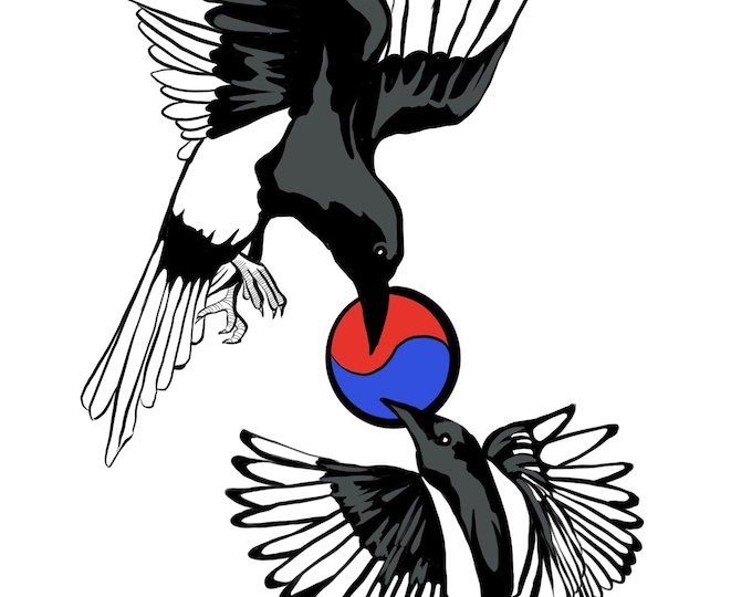 Korean Magpie With South Korea Flag Trigram Digital Art Instant ...