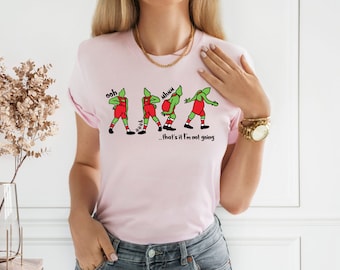 T-shirt Grinch, maglietta di Natale, miglior regalo per le donne, stagione festiva, magliette divertenti, amante del Natale, moda invernale