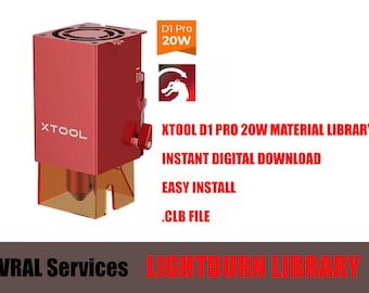Biblioteca de materiales de XTool D1 y D1 Pro 20W Lightburn (descarga digital)