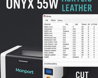 Cut & Engrave Like a Pro – 125+ Material Library for 55W CO2 Lasers (LightBurn Ready)